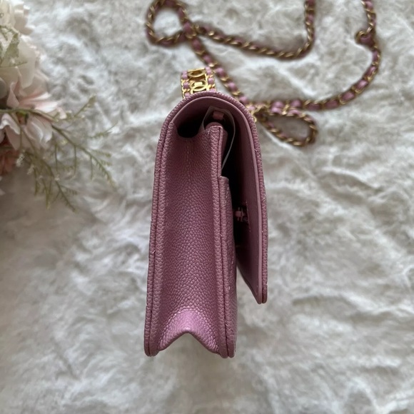22S CHANEL Pick Me Up 💗 WOC Wallet On Chain Pink Caviar Bag Gold Top Handle - Picture 5 of 9
